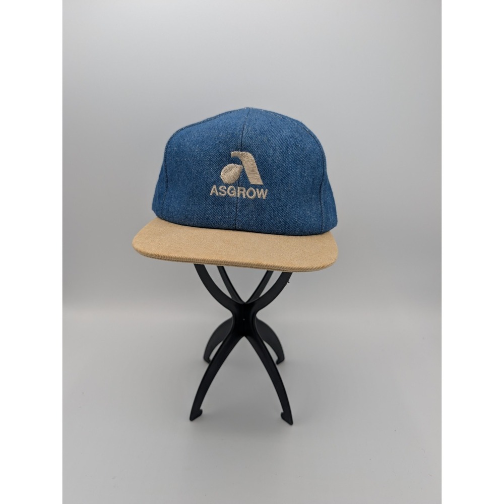 Vintage Denim Asgrow K-Products Snapback Hat Blue Denim Farm Cap Made In The USA